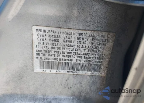 2011 Honda Fit Sport z USA, uszkodzony, nr VIN JHMGE8H54BS007649